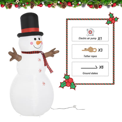 HOMCOM 6ft Giant Inflatable Snowman Christmas Decoration w/ LED Lights Accessories Cute Family Fun Seasonal Outdoor Indoor
