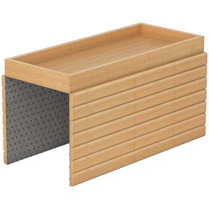 HOMCOM Bamboo Sofa Arm Tray, Foldable Anti-Slip Armrest Tray for Drinks and Snacks, Natural Wood Finish