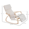 HOMCOM Rocking Lounge Chair Recliner Relaxation Lounging Relaxing Seat with Adjustable Footrest, Side Pocket and Pillow, Cream White