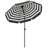 Outsunny 1.8 m Beach Umbrella Parasol with Sand Anchor, Portable 30Â° Tilting Patio Sun Shade with Adjustable Height, Grey/White