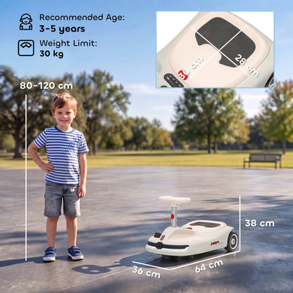 AIYAPLAY 12V Electric Wiggle Car with Pedal in White