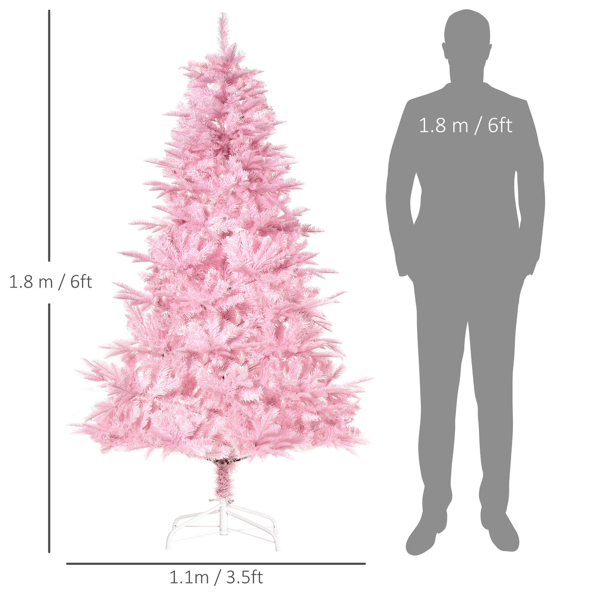 HOMCOM 6FT Artificial Christmas Tree in Pink