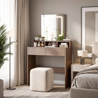 HOMCOM Vanity Table in Walnut Brown