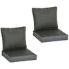 Outsunny 4 Pieces Outdoor Seat Cushions with Backrest, Fabric and PE Rattan Cover, Water Repellent Seat Pads for Chair, Swing, Sofa, Grey