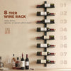 HOMCOM Wall Mounted Wine Rack, 8 Tier Metal Wine Display Rack, Storage Holder for Kitchen, Black