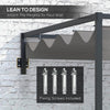 Outsunny 3 x 4m Lean To Steel Pergola, with Moving Fabric Canopy - Dark Grey