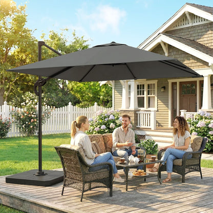 Outsunny Cantilever Parasol with Umbrella Weights in Dark Grey