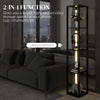 HOMCOM LED Floor Lamp with Shelves, Modern Dimmable Standing Lamp with 3 Brightness Levels and Foot Switch for Living Room, Bedroom, Office, Black