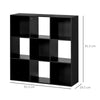 HOMCOM 3-tier 9 Cubes Storage Unit Particle Board Cupboard Bookcase Organiser Home Office Shelves, Black