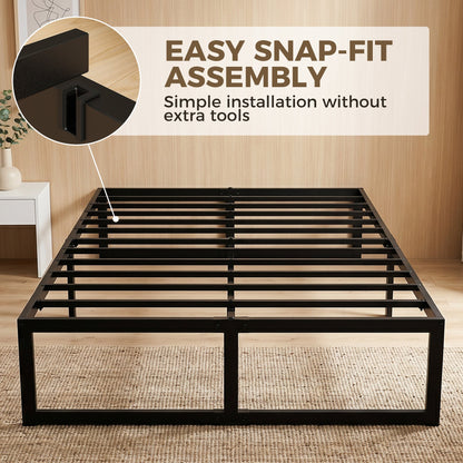 HOMCOM 4ft Small Double Bed Frame with Underbed Storage and Steel Slat Support, 32.5 cm Height, Noise-Free, Black