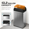 HOMCOM 55L Sensor Bin, Large Automatic Touchless Rubbish Bin with Soft-Close Lid, Silver Tone