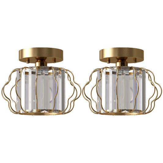 HOMCOM Crystal Ceiling Light Fixtures in Gold Tone