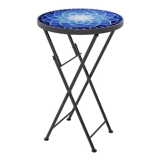 Outsunny Mosaic Outdoor Garden Table in Navy Blue
