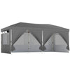 Outsunny 3 x 6 m Pop Up Canopy with UV50+ Protection Garden Gazebo with 6 Sidewalls, Dark Grey