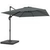 Outsunny 2.4 x 2.4m Cantilever Parasol with Umbrella Weights, UPF50+ Offset Outdoor Umbrella w/ Easy Tilt Adjustment, Dark Grey