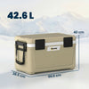 Outsunny 42.6L Insulated Cool Box, Lightweight Portable Ice Cooler with Handle, Lid and Drain Valve, Khaki
