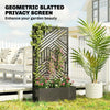 Outsunny Metal Garden Bed for Garden with Trellis, Raised Garden Bed with Privacy Screen, Geometric Slatted Cut-Out