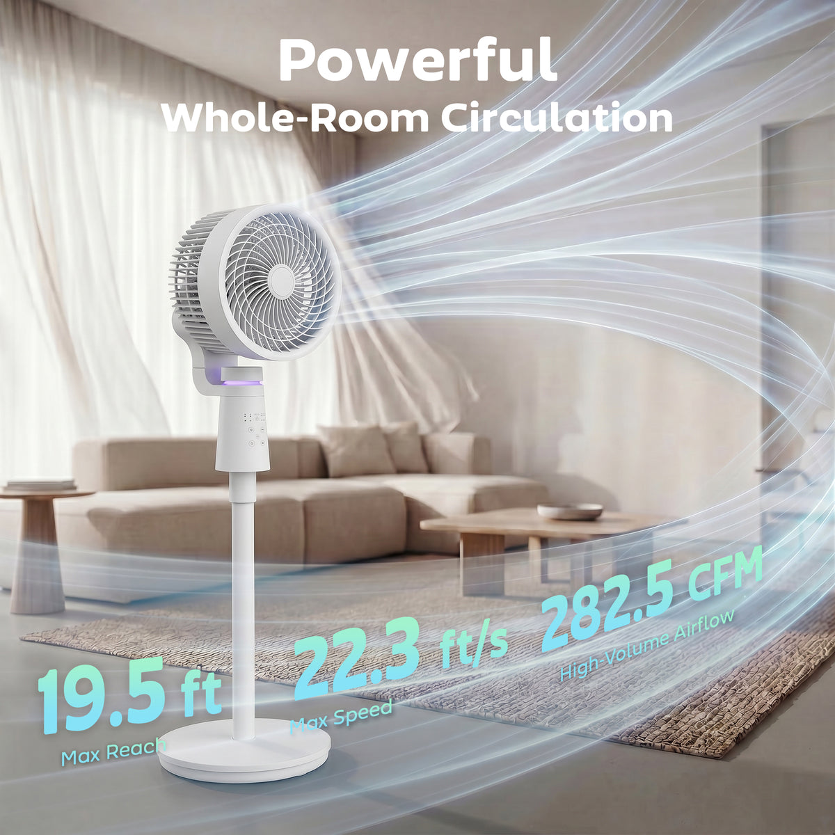 HOMCOM Pedestal Air Circulation Fan with Oscillating in White