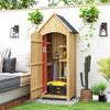 Outsunny Wooden Garden Storage Shed with 3 Shelves, Outdoor Tool Storage Cabinet with Tilt Roof and Lockable Door, 77.5 x 54.2 x 179.5 cm, Natural