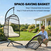 Outsunny Hanging Egg Chair, Indoor Outdoor Hammock Swing Chair with Stand, Safety Strap, Foldable Basket, Black/Cream White