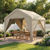 Outsunny 3 x 3 m Patio Gazebo with Netting & Curtains, Outdoor Canopy Shelter with Galvanised Steel Frame, Khaki
