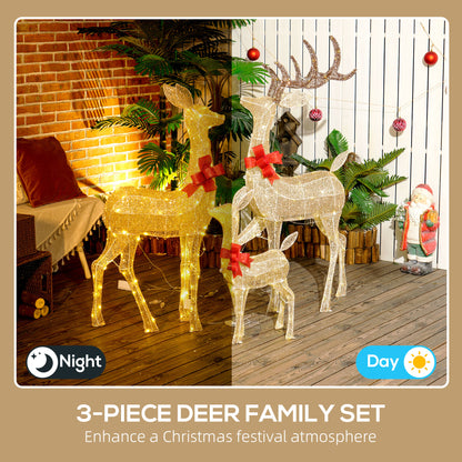Outsunny Lighted Reindeer Christmas Decorations Outdoor in Gold Tone