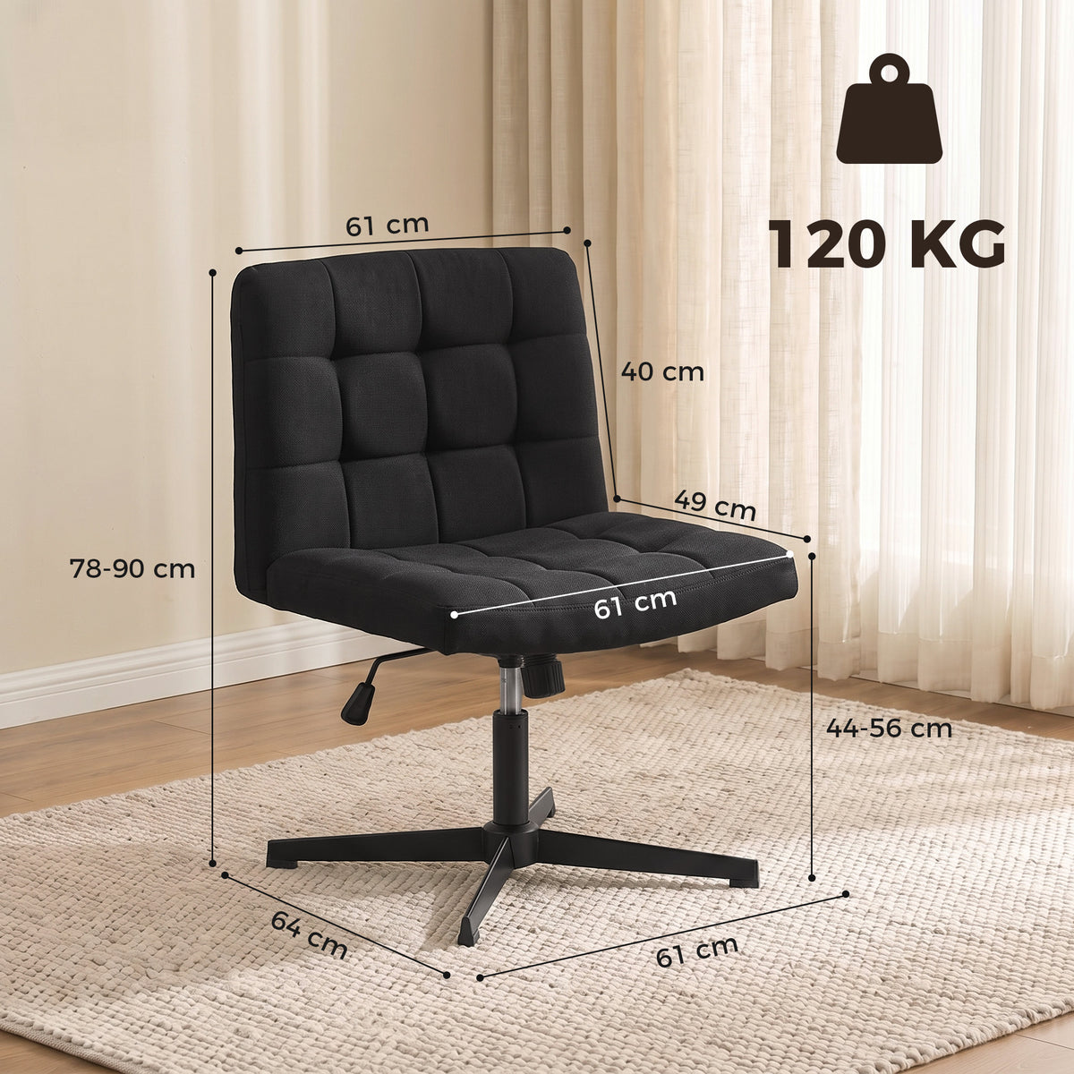 HOMCOM Armless Office Chair in Black