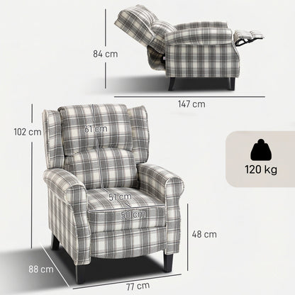 HOMCOM 160 degrees Reclining Armchair, with Footrest - Grey and White