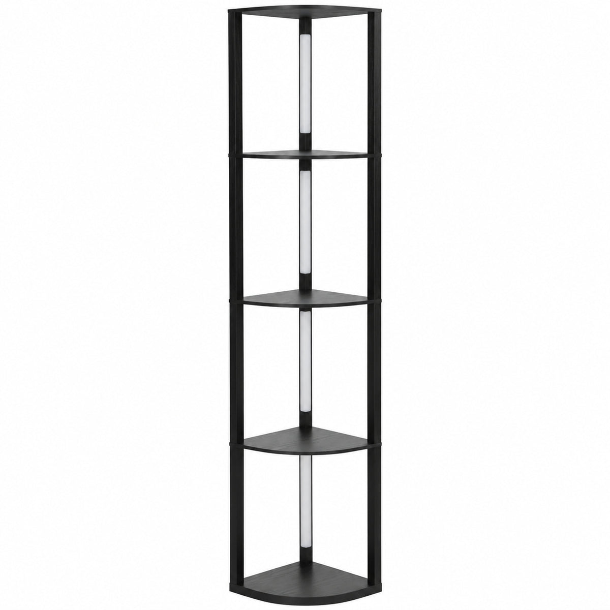 HOMCOM RGB LED Floor Lamp with Shelves, 4-Tier Dimmable Standing Lamp with Adjustable Brightness and Remote Control, Black