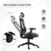 Vinsetto Mesh Office Chair, Ergonomic Desk Chair, Computer Chair with Adjustable Headrest and Lumbar Support, 135Â° Reclining Back and 3D Armrest for Home Office Study, Grey