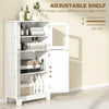 kleankin Bathroom Floor Cabinet, Freestanding Kitchen Cupboard with 2 Drawers, Adjustable Shelves and Tempered Glass Door, Wooden Storage Unit for Living Room Kitchen Hallway