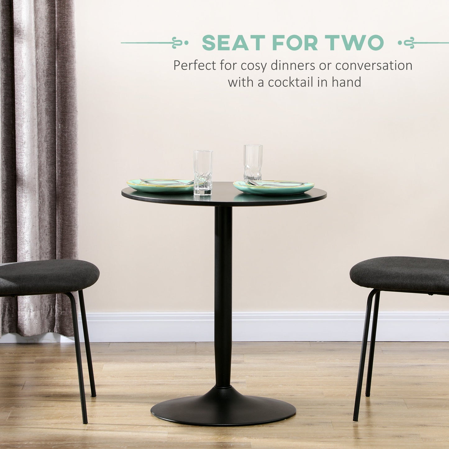 HOMCOM 75H x a70cm Two-Person Minimalistic Dining Table - Black