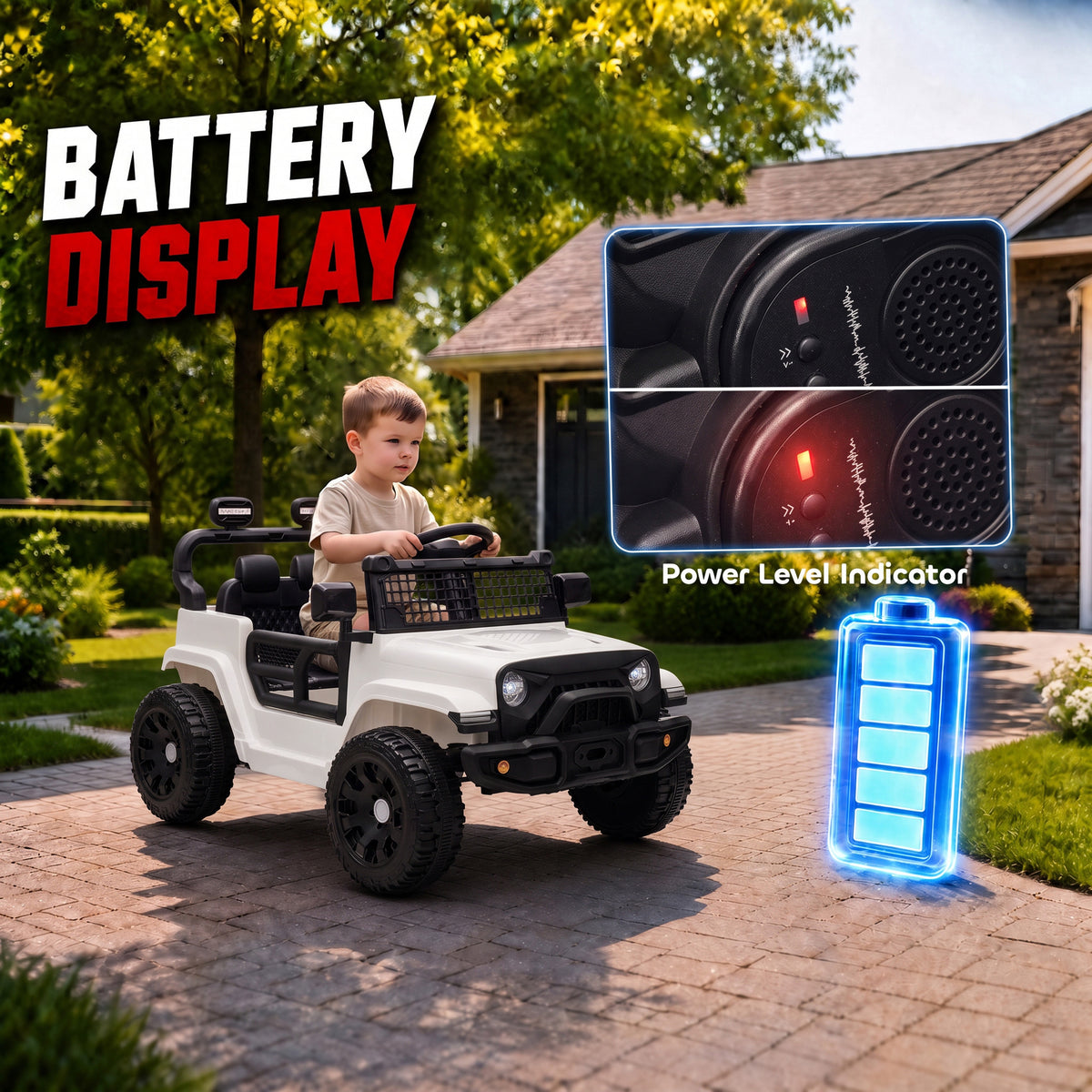 AIYAPLAY 12V Electric Car for Kids with Remote in White