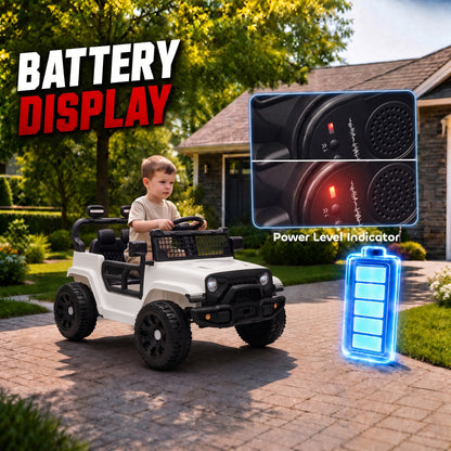 AIYAPLAY 12V Electric Car for Kids with Remote in White