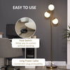 HOMCOM 3-Light Tree Floor Lamps for Living Room, Modern Standing Lamp for Bedroom with Globe Lampshade, 3000K/4000K/6000K Colour Temperatures, Steel Base, Gold Tone