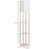 HOMCOM 3-Tier Floor Lamp, Floor Light with Storage Shelf, Reading Standing Lamp with Acrylic Shade for Living Room, Bedroom, Kitchen, Dining Room, Office, Dorm, 160cm, Oak