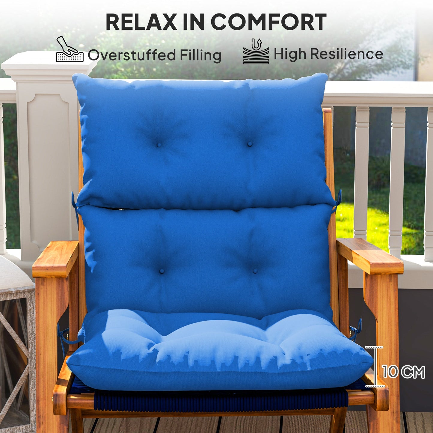 Outsunny Set of 2 Rocking Chair Padded Seat Cushions - Blue
