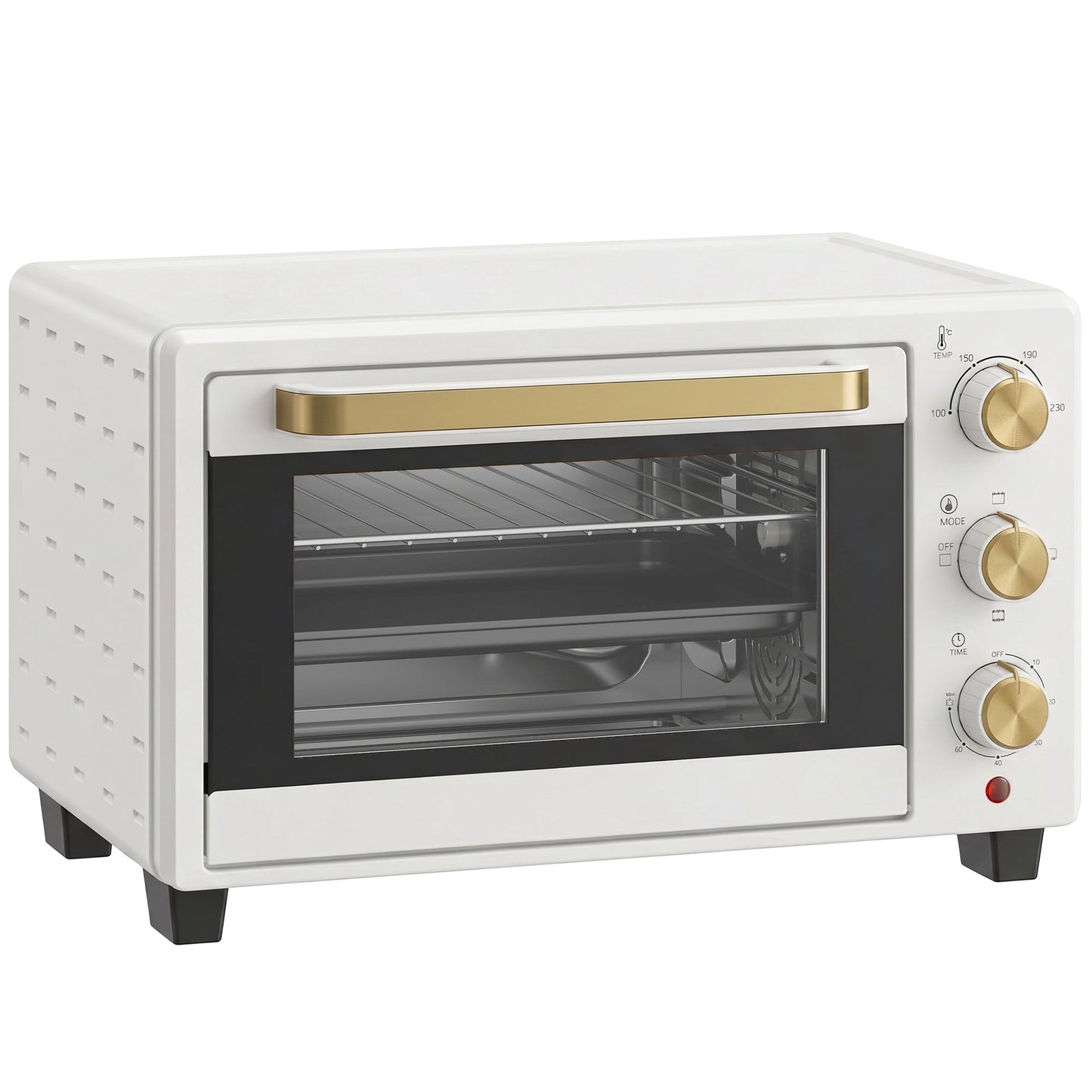 HOMCOM 21L Mini Countertop Oven, 100°C-230°C Adjustable Temperature, White