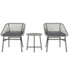 Outsunny 3 Pieces Rattan Bistro Set, Wicker Small Garden Table and Chairs Set with Cushions and Glass Top Coffee Table, Bistro Garden Furniture Set for Outdoor, Patio, Balcony, Light Grey