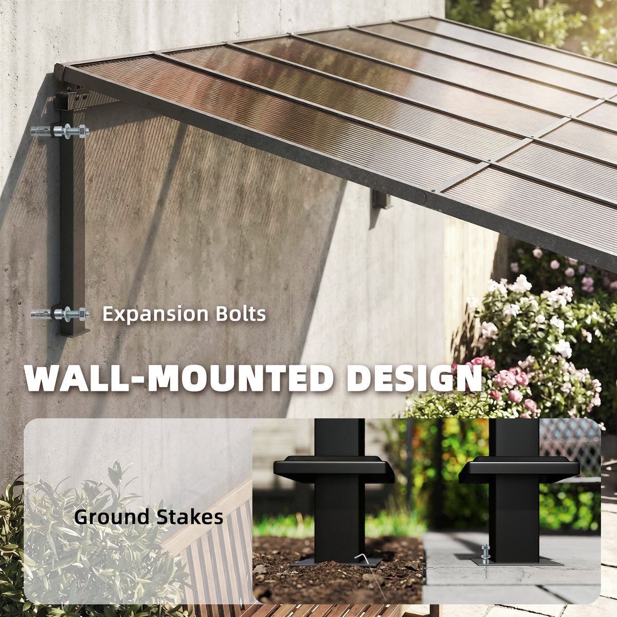 Outsunny Metal Lean-to Pergola in Brown