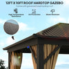 Outsunny 3.6 x 3 m Aluminium Hardtop Gazebo, with Accessories - Brown