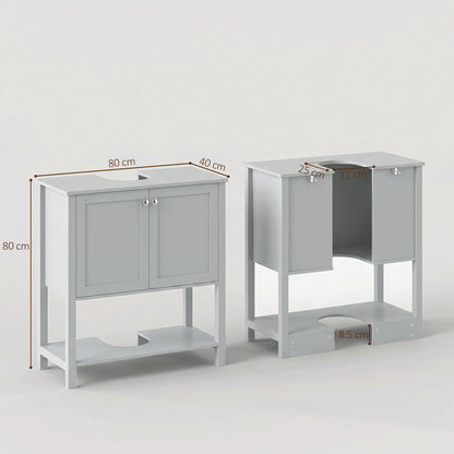 HOMCOM Under Sink Bathroom Cabinet with 2 Doors in Light Blue