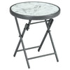 Outsunny â45cm Garden Side Table, Outdoor Round Folding Patio Table with Imitation Marble Glass Top, Small Coffee Table, White