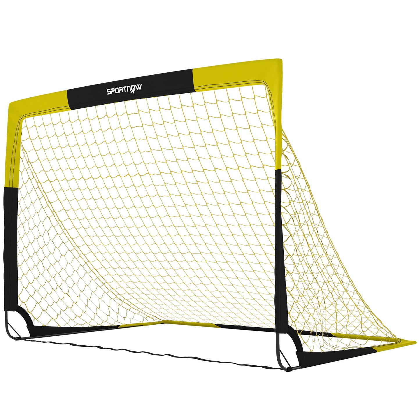 SPORTNOW Pop Up Football Goal, Portable Folding Football Net with Carry Bag, 4 U-Shaped Ground Stakes, Fibreglass Pole