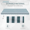 Outsunny Manual Retractable Awning, size (4m x3m)-Green/White Stripes