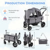Wagon Stroller for 2 Kids with Adjustable Handle and Removable Canopy-Grey