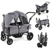 Wagon Stroller for 2 Kids with Adjustable Handle and Removable Canopy-Grey