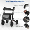 Walker for Seniors with Seat Folding Rollator Walker with Pneumatic Tires-Black