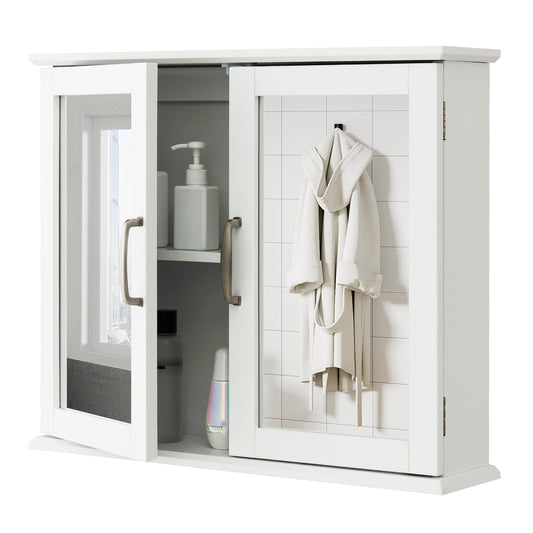 Wall-mounted Bathroom Mirror Cabinet with two doors and internal shelves