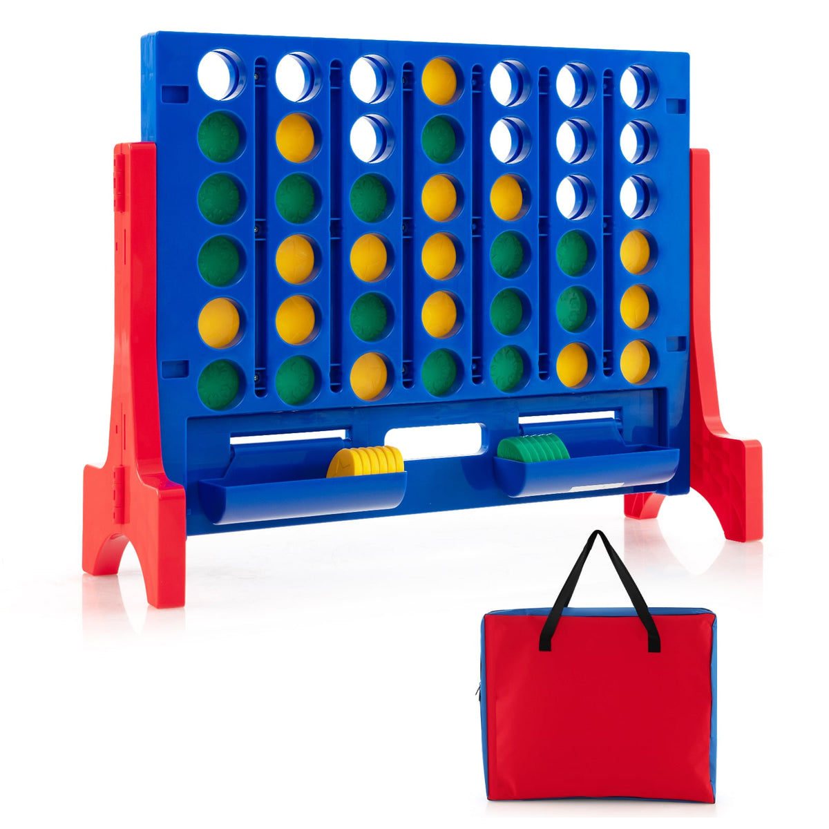 Wall Mounted or Tabletop Giant 4-In-A Row with carrying bag and 42 chesses-blue